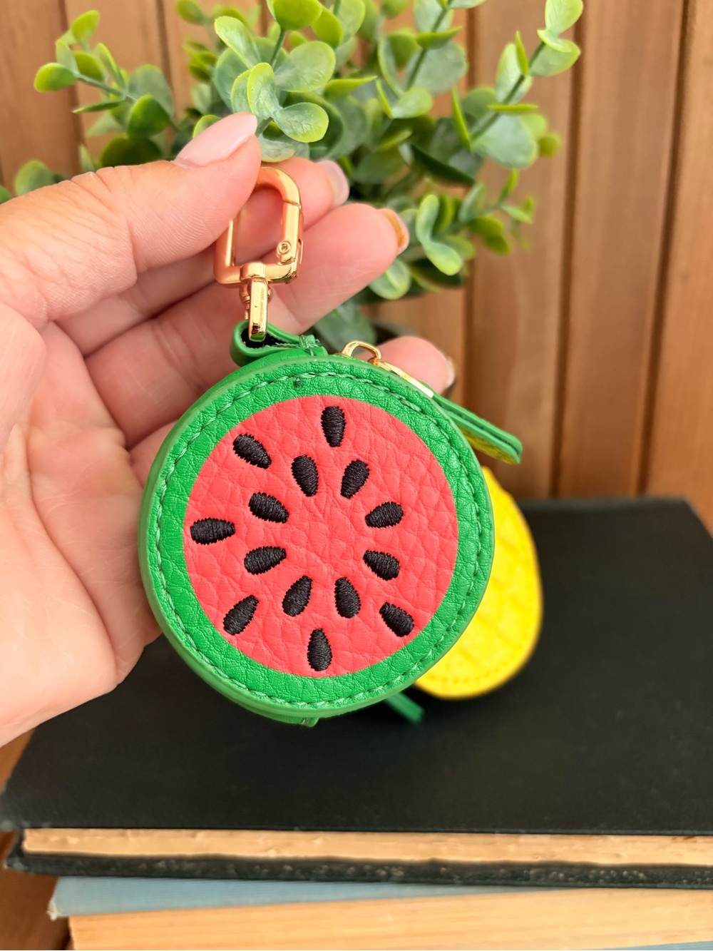 Fruit Coin Pouches- Pineapple OR Watermelon Bag Charms Gold Swivel Clasps - Picture 6 of 8
